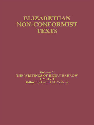 cover image of The Writings of Henry Barrow, 1590-91